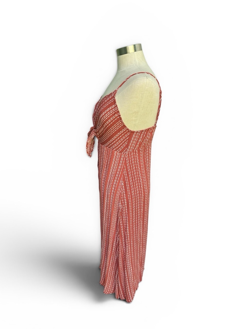 American Threads Boho Rust-White Striped Tie-Front Dress - Picture 5 of 9